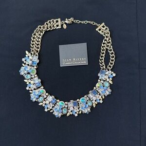NWOT Joan Rivers Gold-Tone Necklace with Blue, Aqua and Green Crystals